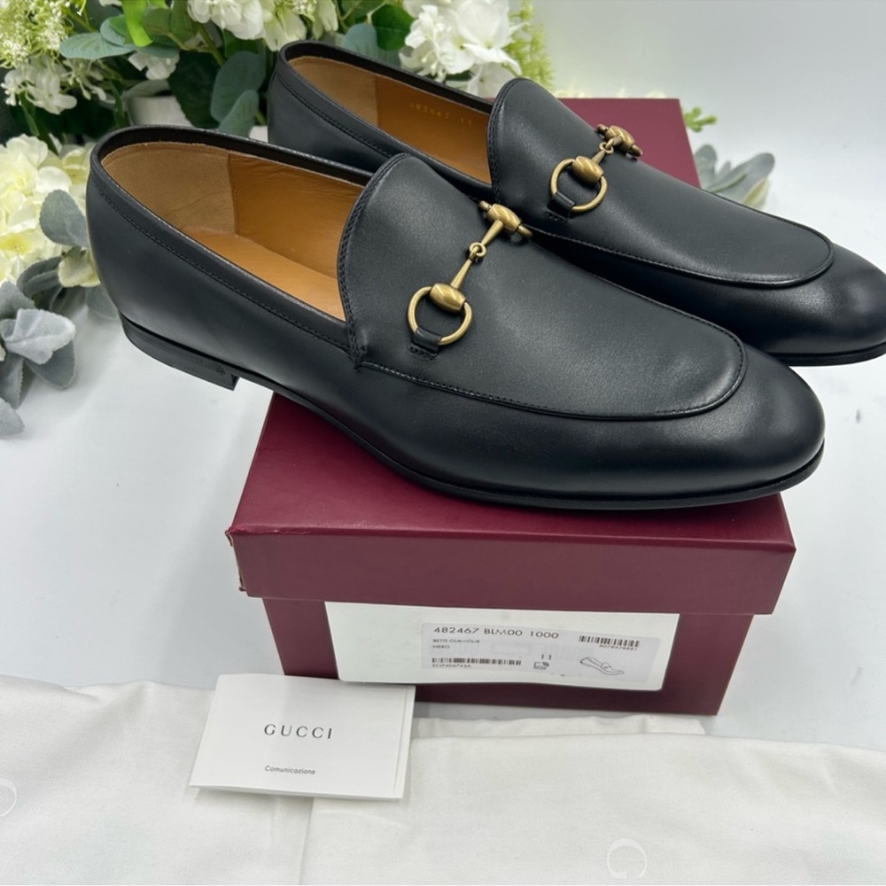 SOLD !!!!!Men’s Gucci JORDAAN leather horse bit loafers size 11 fits 12 US made